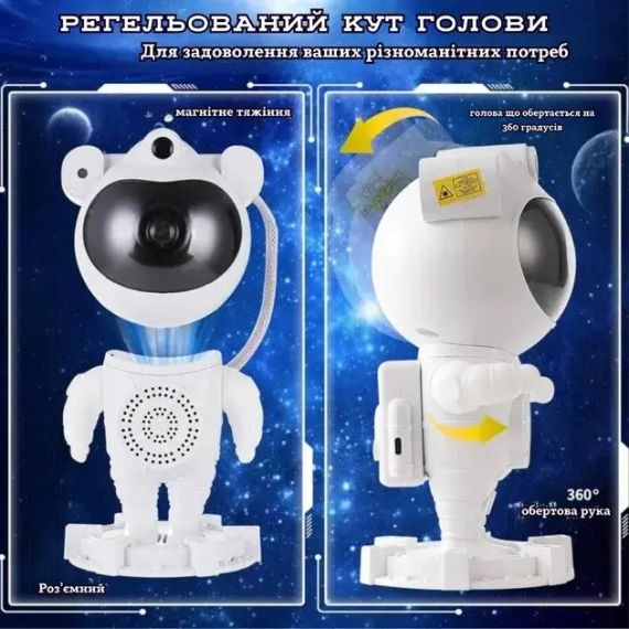 Ночник проектор звездного неба Астронавт с Bluetooth колонкой Sky Star Astronaut Bambi ZZ-202 | Зображення 3