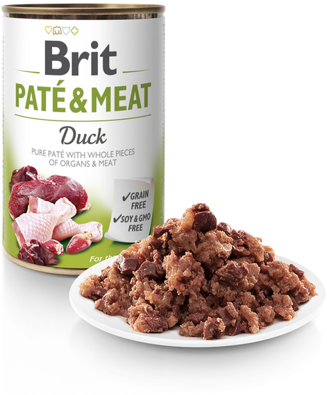 Влажный корм консерва Brit Pate & Meat для взрослых собак, утка и курица 400г | Зображення 2