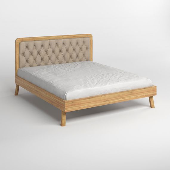 Полуторне дерев'яне ліжко Mebigrand Токіо Горіх світлий/Аляска 23 (Бежевий) 120х190 см (MBG-4841) | Зображення 1