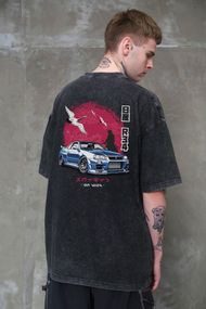 Виварена Оверсайз Футболка Without Washed З Принтом Skyline Black