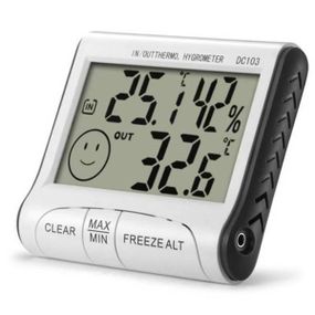 Термометр-гігрометр з виносним датчиком з великим дисплеєм від батарейок DC-103 Білий