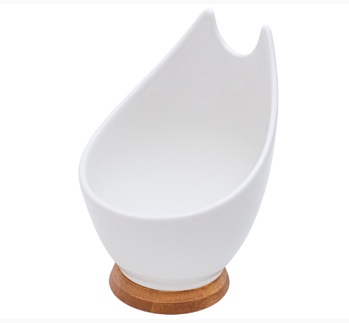 Підставка під ложку 13см порцелянова на бамбуковій підставці, колір - білий BONA DI