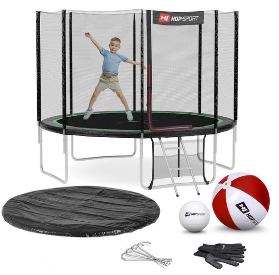 Батут Hop-Sport 10ft (305см) чорно-зелений з зовнішньою сіткою (4 ноги) | Зображення 4