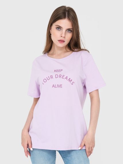 Футболка жіноча світло-фіолетова з написом, 2XL | Зображення 4