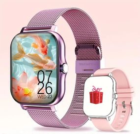 Смарт годинник рожевий Lige Y13 з двома ремінцями