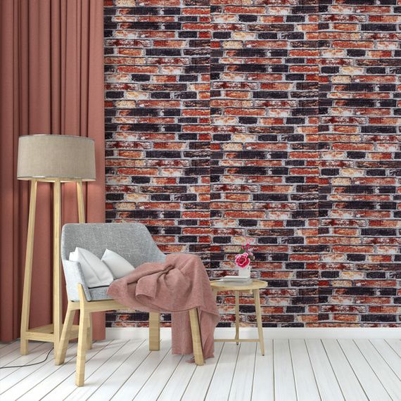 Декоративная 3D панель самоклейка под кирпич серо-синий Екатеринославский 700x770x5мм (048) SW-00000027 | Зображення 4