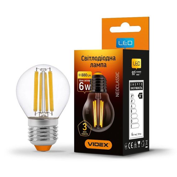 Світлодіодна лампа VIDEX Filament G45F 6W E27 4100K