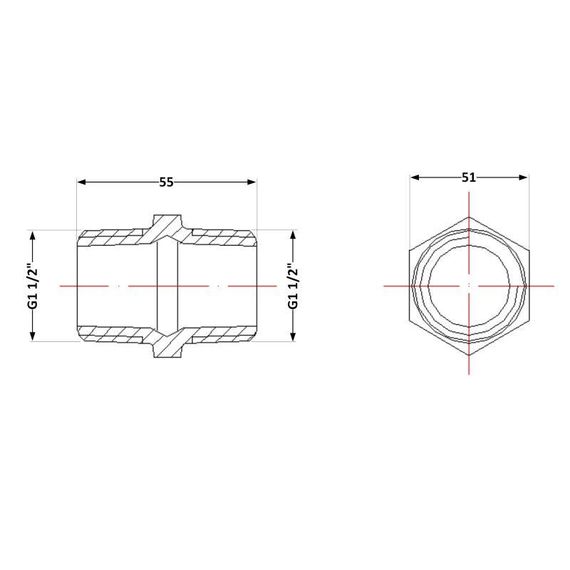 Ніпель чавунний 1/2 НР | Зображення 1