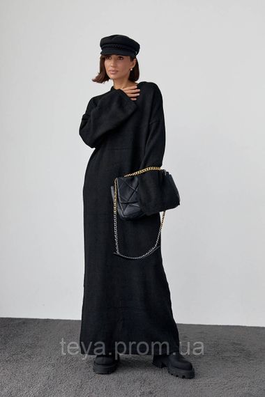В'язане плаття oversize завдовжки максі колір чорний розмір S FL_000894 | Зображення 5