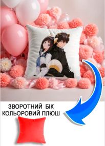 Подушка плюшева Мерч Крафт Дизайн з принтом аніме хотару читанда червоний плюш квадратна 33х33 см