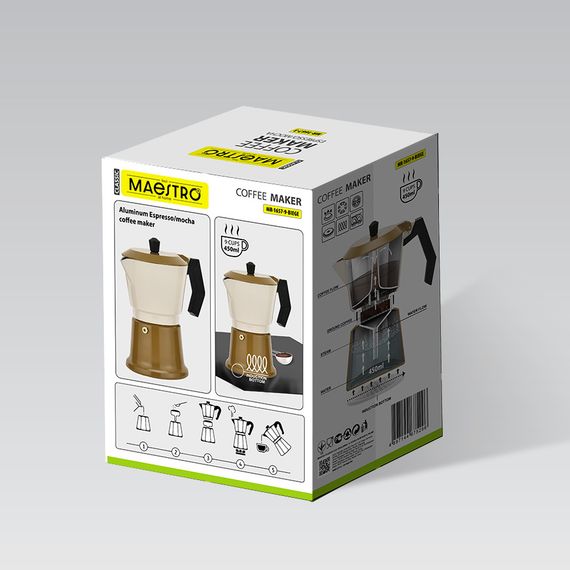Кофеварка гейзерная Maestro МR-1657-9 Beige 450 мл 9 чашек бежевая | Зображення 5