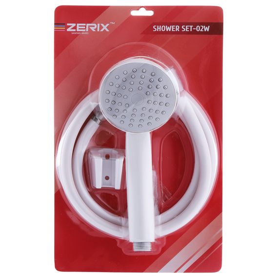 Душовий набір (шланг, лійка, кронштейн) білий Zerix SHOWER SET-02W (ZX3096) | Зображення 1