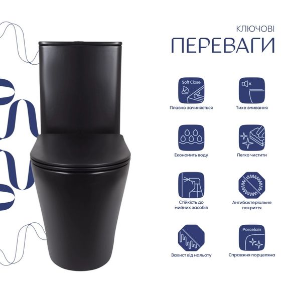 Унітаз підлоговий Qtap Scorpio Ultra Quiet з сидінням Slim Duroplast/ Soft-close/ Quick Release QT14226088AMB | Зображення 8