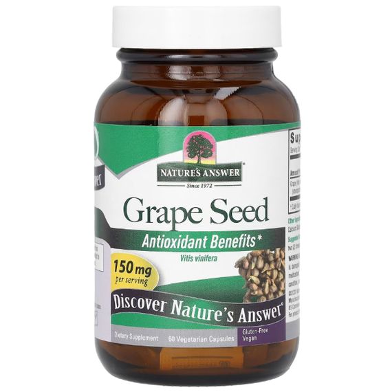 Экстракт виноградных косточек Nature's Answer Grape Seed 150 mg 60 Veg Caps