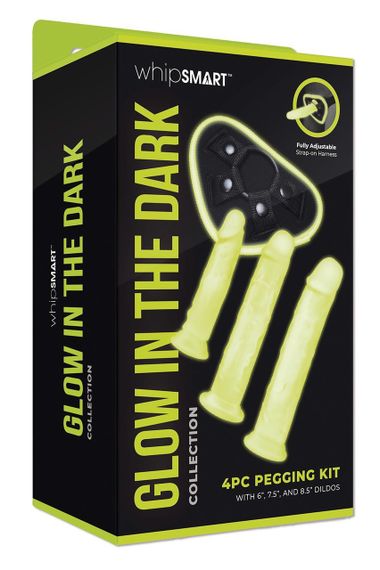 Страпон люмінесцентний Whipsmart Glow in the Dark із 3 насадками, чорний-білий Sex Aura | Зображення 6