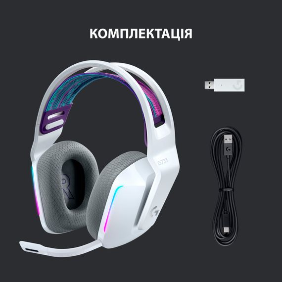 Навушники Logitech G733 Lightspeed Wireless RGB Gaming Headset White (981-000883) | Зображення 5