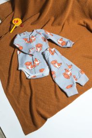 Теплий комплект для немовляти: боді з начосом і штанці, 0–24 міс принт Мопси