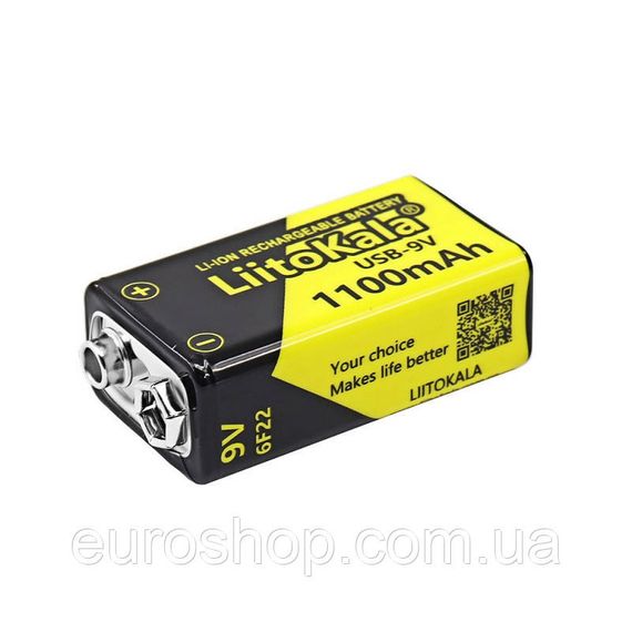 Аккумулятор крона LiitoKala Li-Ion 9V 1100mAh USB type-C, 6F22 | Зображення 4