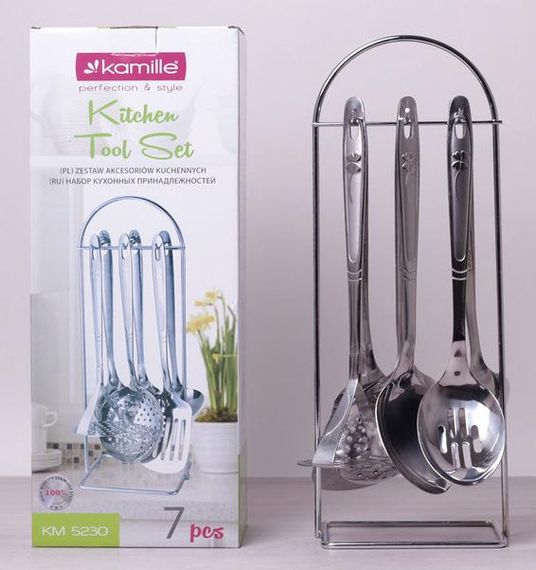 Набір кухонних аксесуарів Kamille Crystal на металевій підставці (7 предметів) | Зображення 4