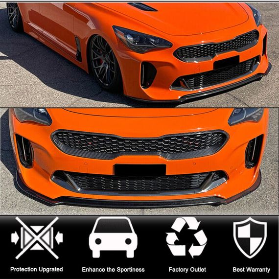 Передний Бампер Лип Спойлер (Карбон) для Kia Stinger 2017-2023 гг | Зображення 1