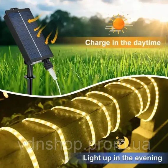 LED гірлянда із сонячною батареєю 10 м (тепле біле світло) | Зображення 5