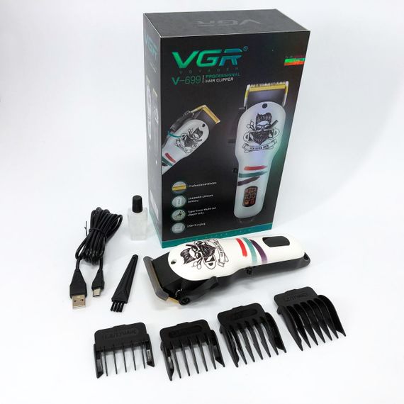 Машинка для стрижки волосся та бороди професійна VGR V-699 B з насадками та LED дисплеєм. IA-938 Колір: білий | Зображення 3