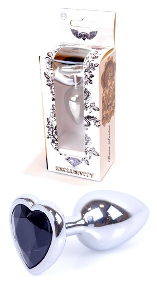 Анальная пробка Boss Series - Jewellery Silver Heart PLUG Black S, BS6400047 sexstyle