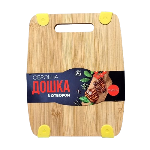 Дошка кухонна 25*20см бамбук/силікон з отвором 8849 S&T