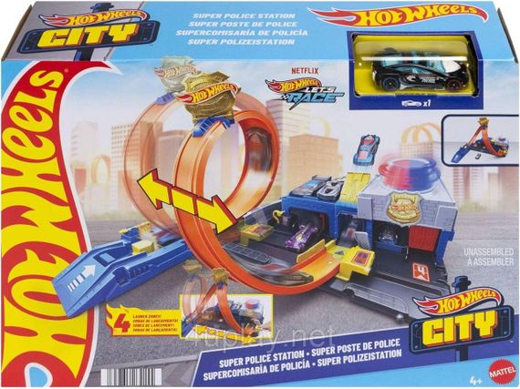 Трек Hot Wheels City Супер Поліцейський відділок з регульованою петлею та машинкою | Зображення 1