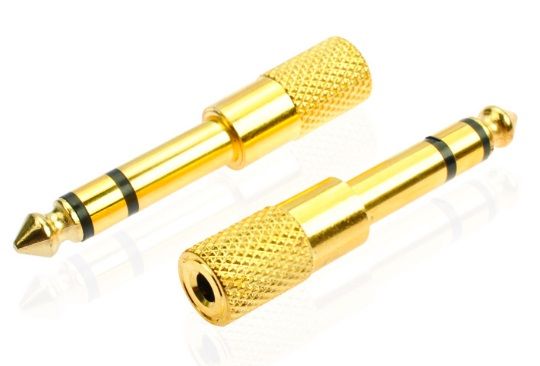 Перехідник Jack 6.3 (тато)/Jack 3.5 (мама) Stereo, Gold, метал, Q100