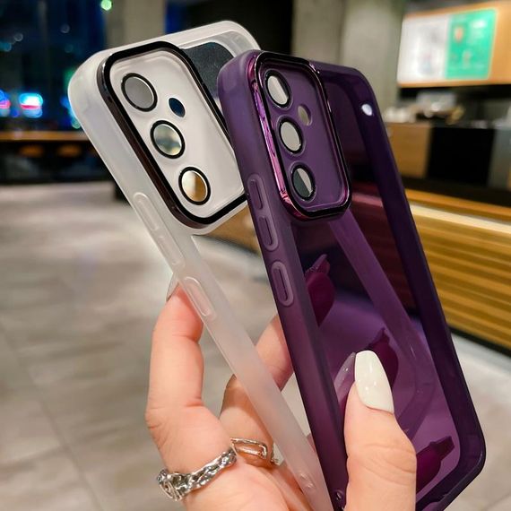 М'який силіконовий чохол зі склом на камеру для Samsung Galaxy A54 колір Фіолетовий | Зображення 1