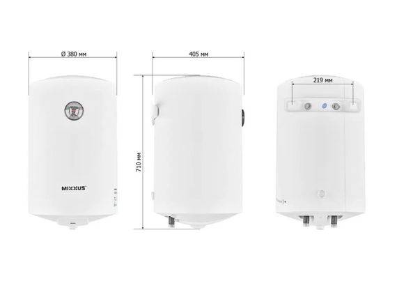 Водонагрівач Mixxus EWH-07050 ROUND WET 50 л, 1,5 кВт, "мокрий" ТЕН, вертикальний, циліндричний, білий (WH0601) | Зображення 1