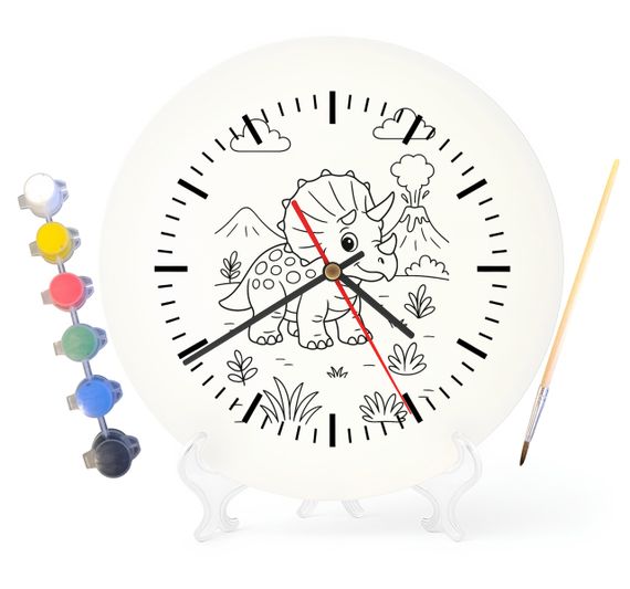 Детский набор для творчества часы раскраска Динозавр Трицератопс 30 см (Г0054)