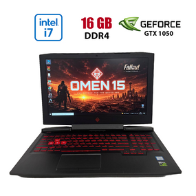 Ігровий ноутбук Б-клас HP Omen 15-ce018dx / 15.6" (1920x1080) IPS / Intel Core i7-7700HQ (4 (8) ядра по 2.8 - 3.8 GHz) / 16 GB DDR4 / 128 GB SSD + 1000 GB HDD / nVidia GeForce GTX 1050, 4 GB GDDR5, 128-bit / WebCam б/в