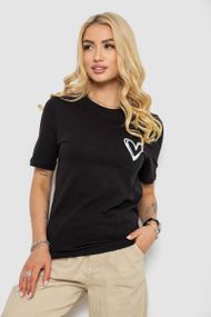 Жіноча футболка з принтом, колір чорний, 241R128