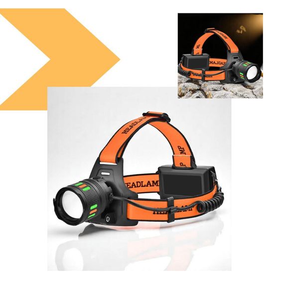 Налобний ліхтар з білим та червоним світлом XPRO NIGHT VISION FLUORESCENCE BL-T203-TG, 2x18650, зарядка USB Type-C, водонепроникний корпус, регульований зум (47142-203_214) | Зображення 1