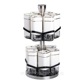 Набор для специй на подставке 12 шт 120 мл карусель для специй Белый HP-1315
