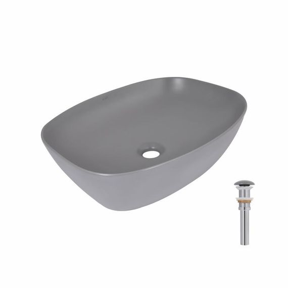 Раковина накладна Qtap Cardinal 500х380х140 мм, Stone grey, прямокутна, з донним клапаном QTCAR188SG49824