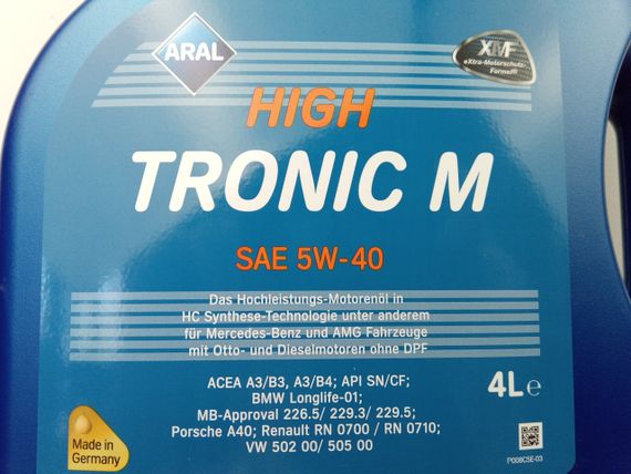 Олива моторна 5W-40 синтетична ARAL High Tronic M 4 л (154FE8) | Зображення 1