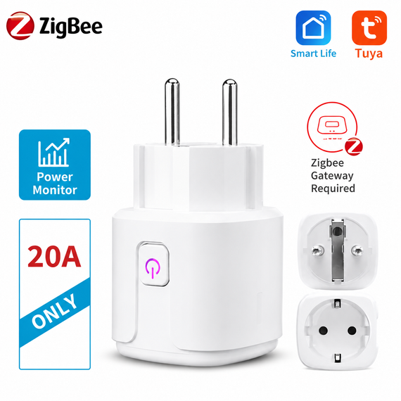 Розумна розетка Tuya ZigBee 20A EU з моніторингом енергоспоживання (працює тільки через ZigBee шлюз) | Зображення 8