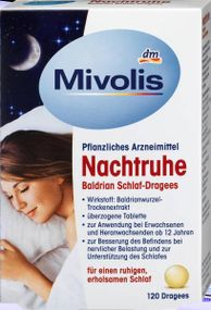Драже "Mivolis" для міцного сну з екстрактом кореня валеріани, 120 шт., Німеччина
