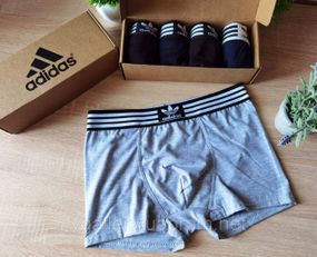 Чоловічі боксери Adidas, чоловічі труси Адідас, Бавовняні труси Адідас Преміум'якості, чоловічі боксери M, Сірий