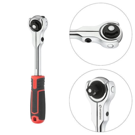 Рукоятка з храповим механізмом поворотна STORM, 72 зуба 1/2", Cr-V INTERTOOL ET-8009 | Зображення 1