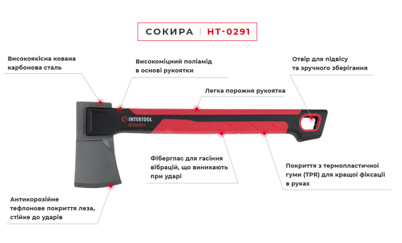 Топор INTERTOOL HT-0291 STORM 630г | Зображення 6