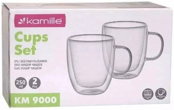 Набір 2 скляні кухлі Kamille 250мл, термокухлі з подвійними стінками | Зображення 2