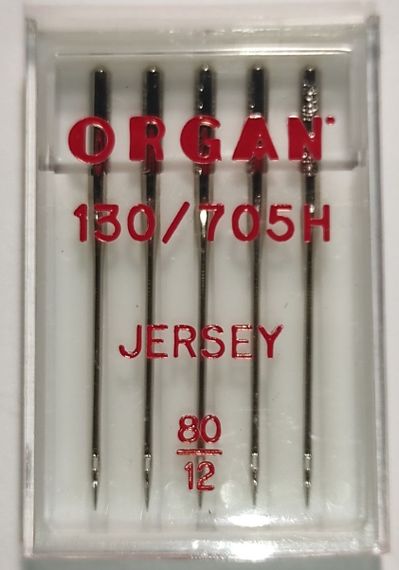 Голки швейні для вязаних та трикотажних тканин ORGAN Jersey №80 пластиковый бокс 5 штук для побутових швейних машин