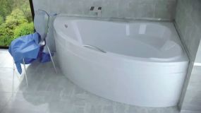 Акриловая ванна Besco Ada 160x100 R асимметричная правосторонняя с ногами и панелью