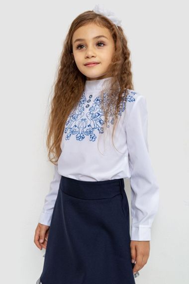Блуза для дівчаток ошатна, колір біло-синій, 172R025 | Зображення 2
