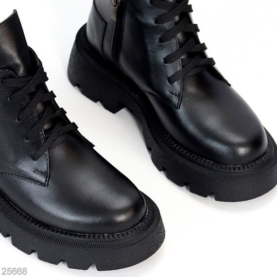 Дизайнерські асиметричні зимові чорні черевики натуральна шкіра | Зображення 7