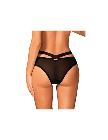 Трусики з декоративною гумкою та напівпрозорими вставками Obsessive Brasica чорний, XS/S Sex Aura | Зображення 1